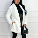 Casaco Feminino Teddy Longo com Capuz e Forro Peluciado