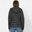 Jaqueta Feminina Puffer Impermeável com Capuz Removível